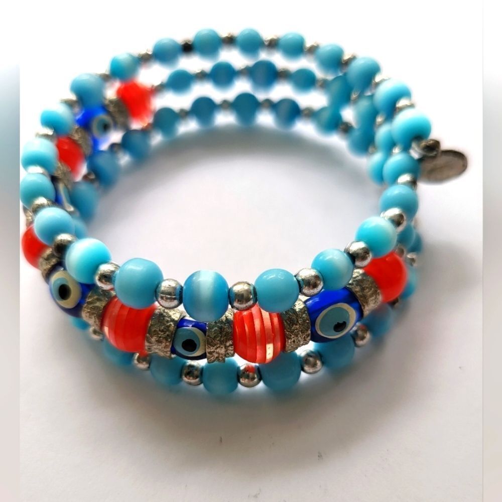 Handmade 🧿 EVIL EYE 🧿 BOHEMIAN WRIST WRAP BRACELET .